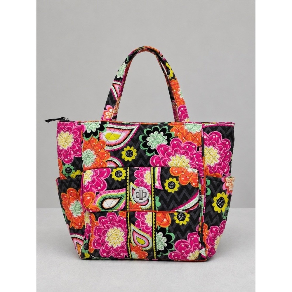 Vera Bradley Ziggy Zinnia Large Tote Shoulder Bag Travel Retired Quilted